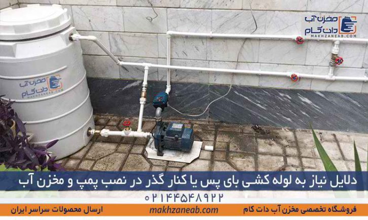 لوله کشی بای پس پمپ و مخزن آب